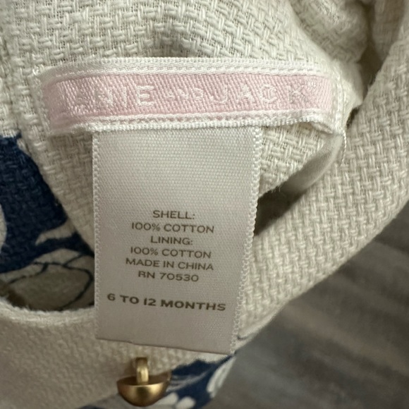 NWOT Janie and Jack Navy and White Floral Dress with Gold Button Accent 6-12 m - Picture 6 of 7